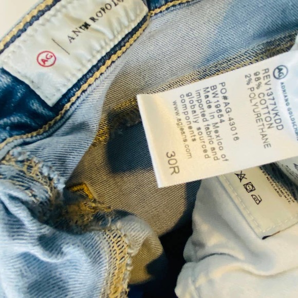 AG Adriano Goldschmied Stevie Distressed Slim Ankle Jean Light Wash Blown Out 30 - Picture 8 of 10